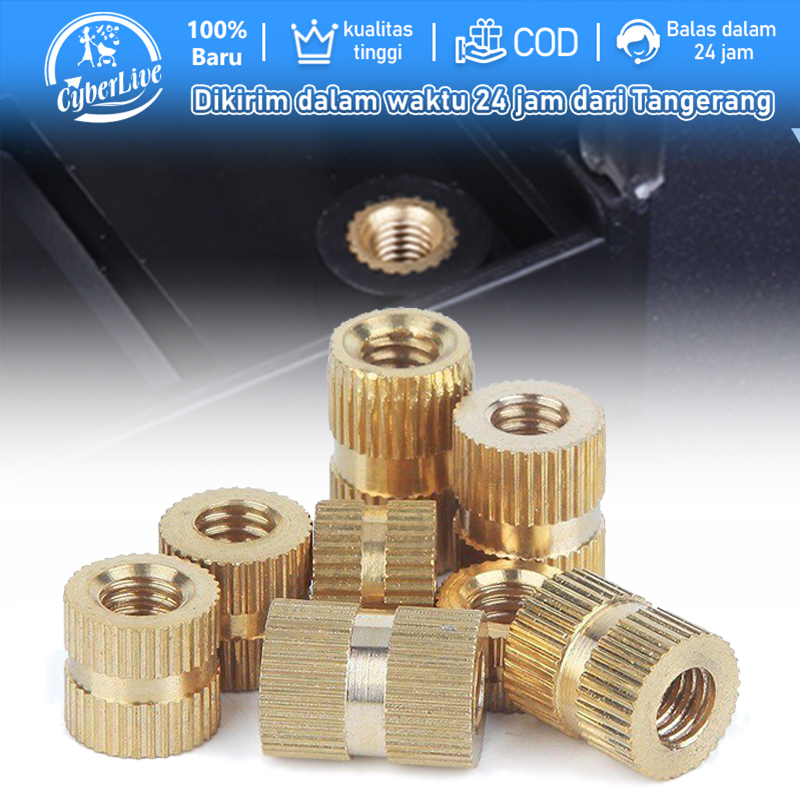 100pcs M3 Knurled Insert Nuts Copper Thread Mur Tanam