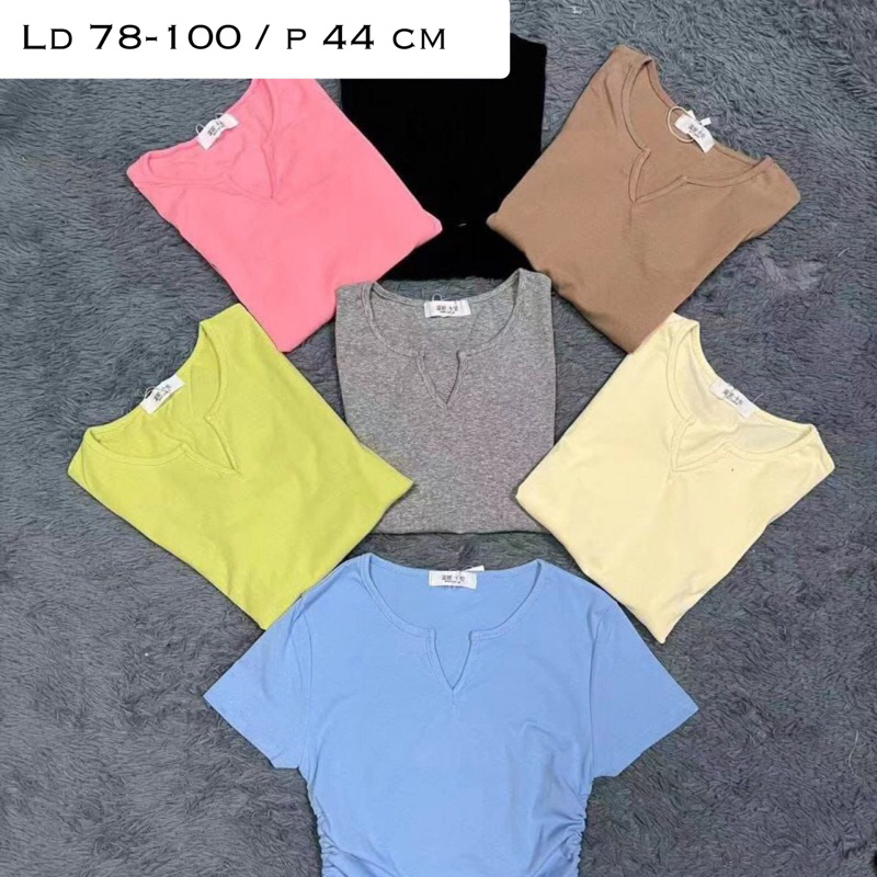 v neck crop serug