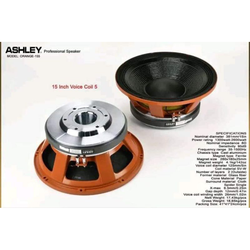 speaker komponent Ashley 15" 155 oren