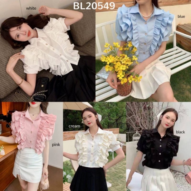 Noona Layered Ruffle Shoulder Blouse