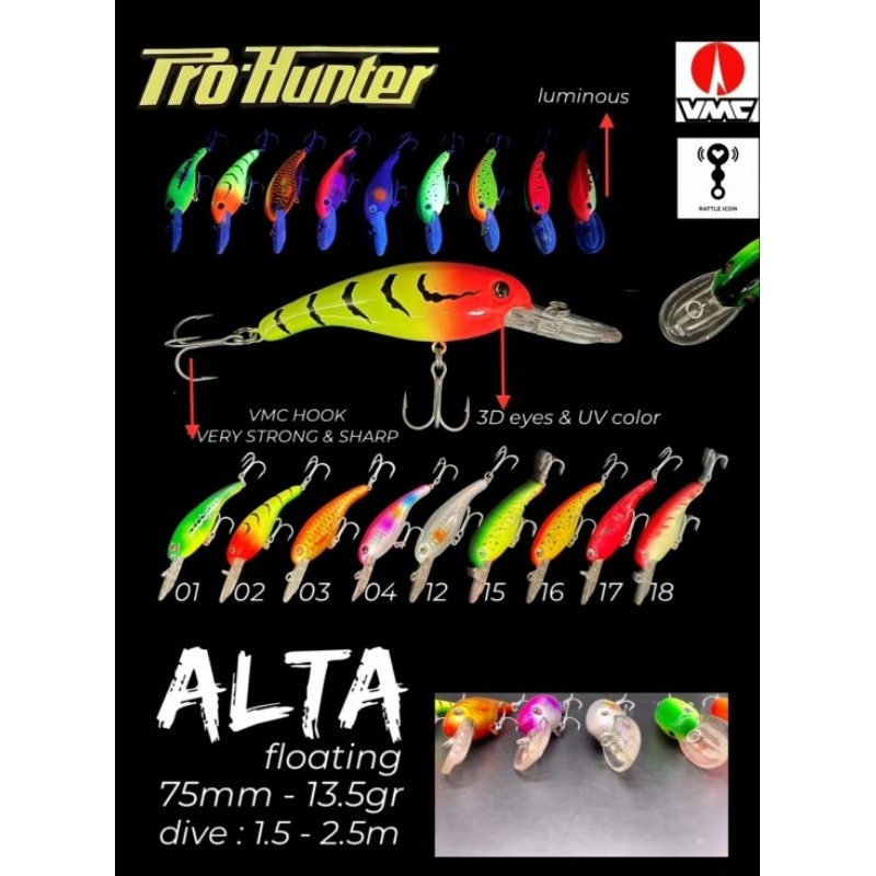 Umpan Pancing Pro Hunter Alta 9F 75mm 13.6gr