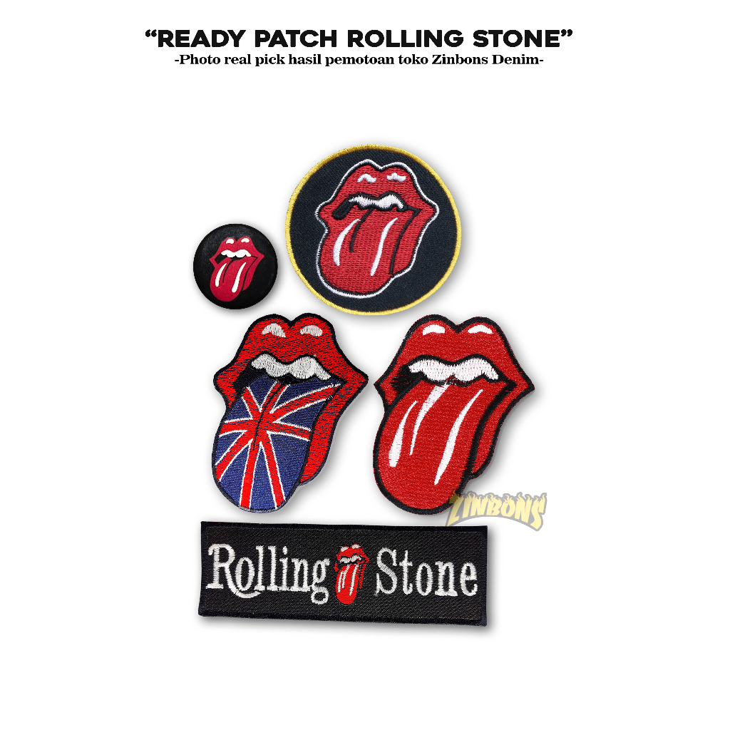 Patch rolling stones emblem bordir patch musik iron patch