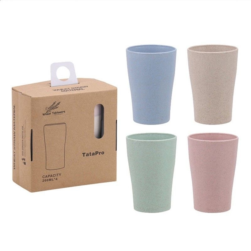 SET GELAS JERAMI GANDUM ISI 4PC