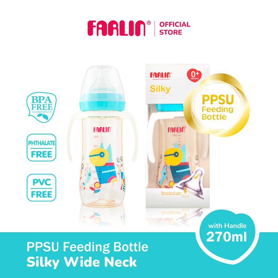 FARLIN - SILKY PPSU BOTTLE 270ML WITH HANDLE