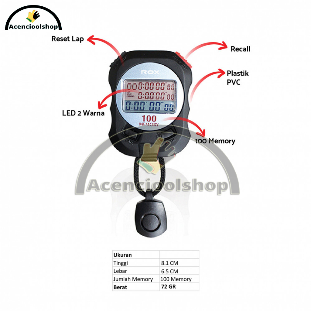 StopWatch ROX Chronograph Digital Prof D 100 Memory Original