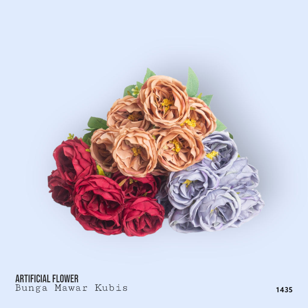 Bunga Dekorasi Cabbage Rose 7 Kuntum