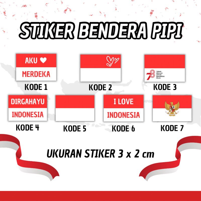 STIKER BENDERA MERAH PUTIH PIPI