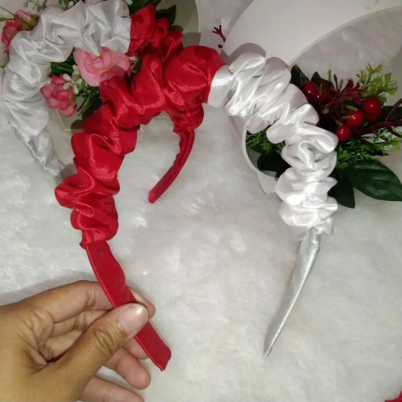 Bando scrunchie merah putih