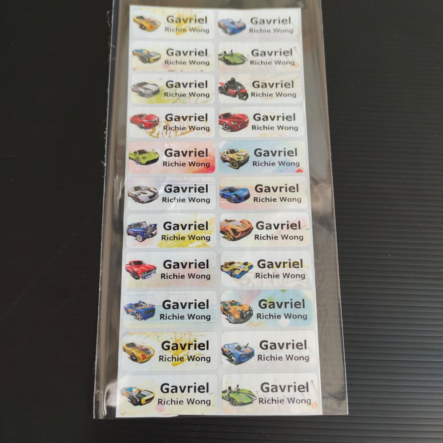 Label Nama Waterproof - Hotwheels