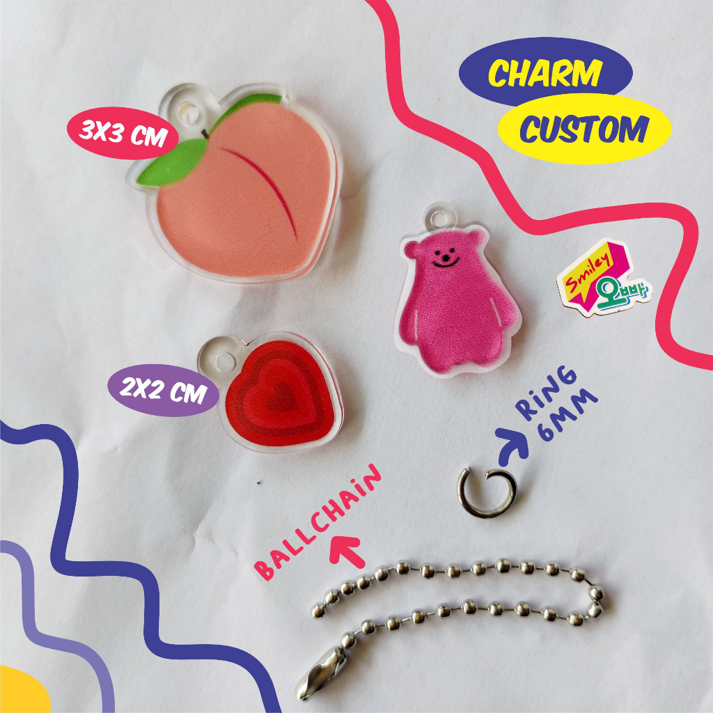 Charm Custom 2x2 dan 3x3 Acrylic