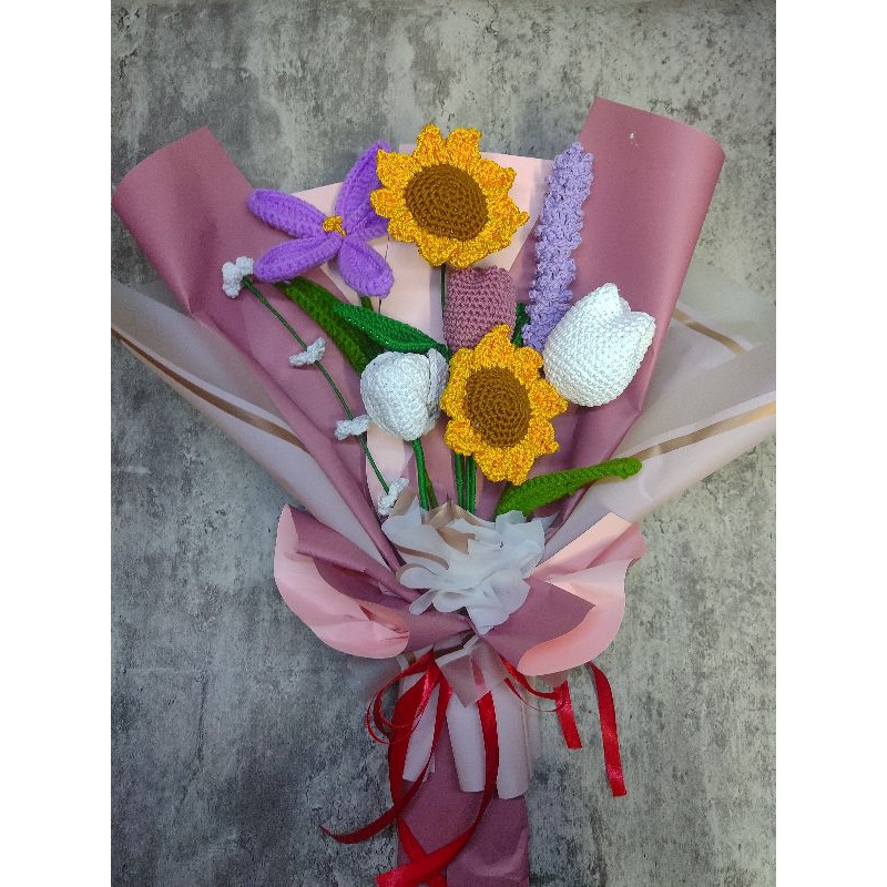Buket bunga rajut