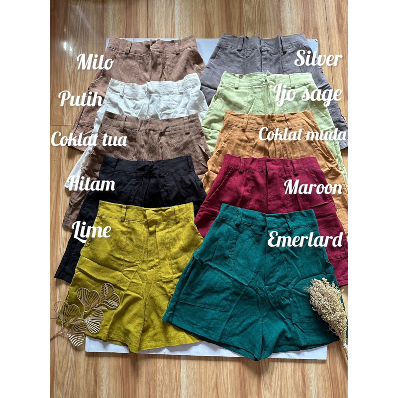 CELANA PENDEK LINEN CRINGKLE