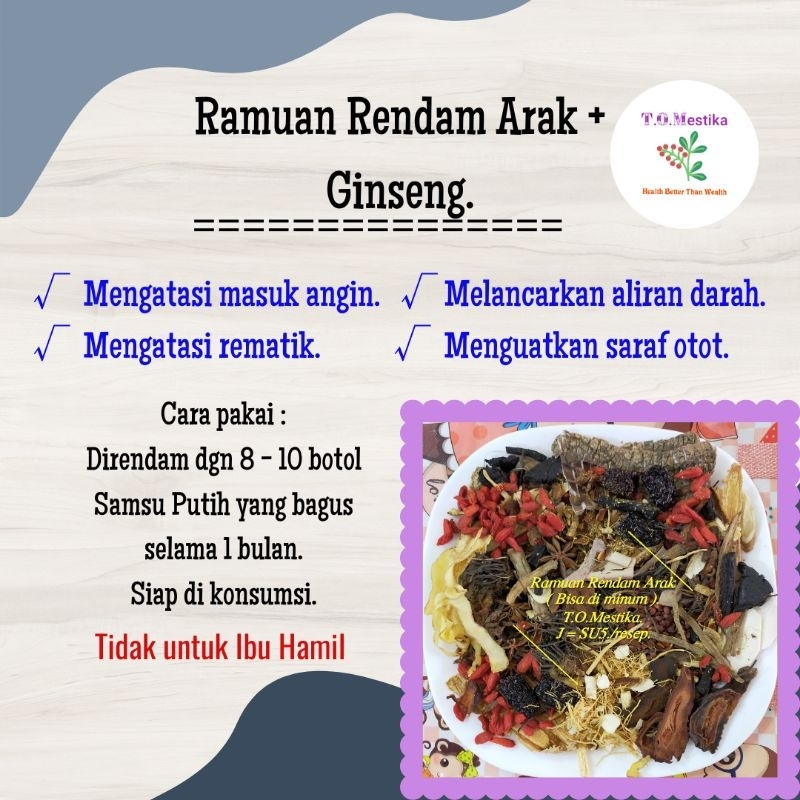Ramuan Rendam Samsu Putih + Ginseng.
