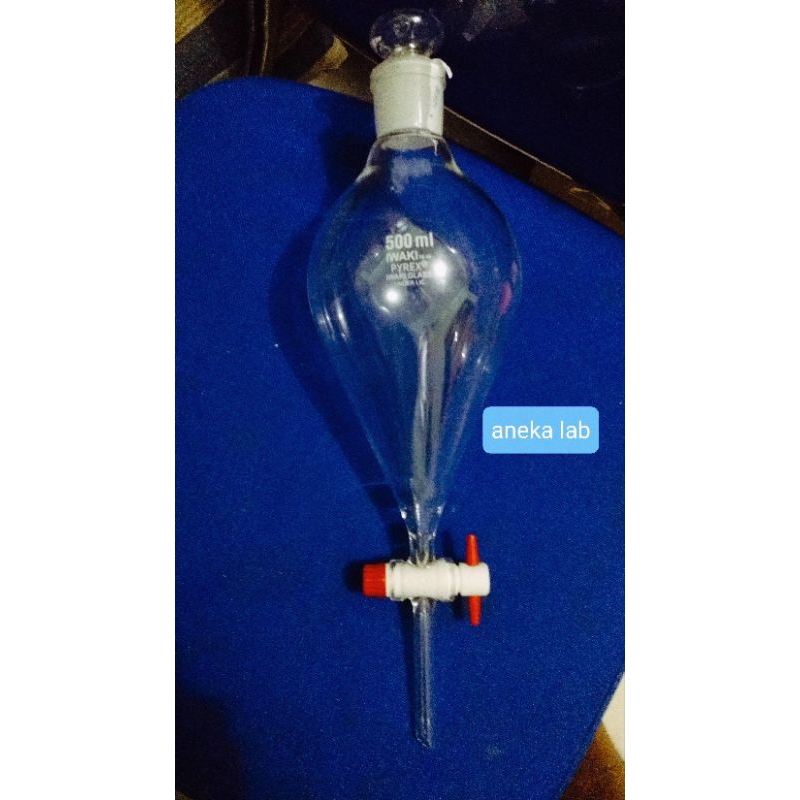 corong pisah (separating funnel) 500 ml pyrex kran teplon