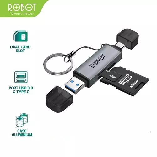 EL*  Cardreader ROBOT CR202s Type-C USB A Memori TF Micro SD Card Reader Memory
