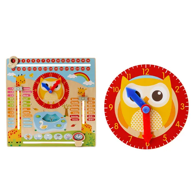 Mainan Edukasi - Kayu Multi - Function Calender Clock / Puzzle Belajar