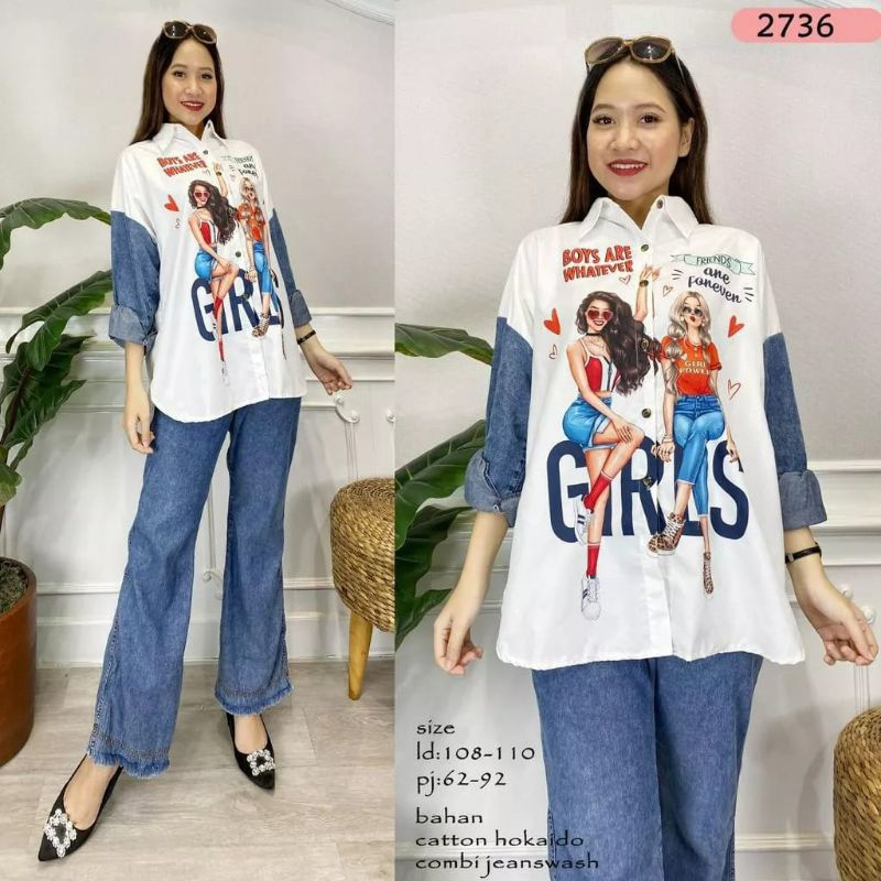 2736 One Set Kemeja Motif