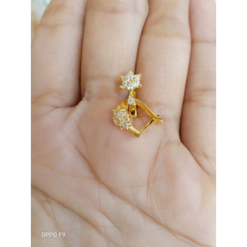 anting jepit perak lapis emas 22k