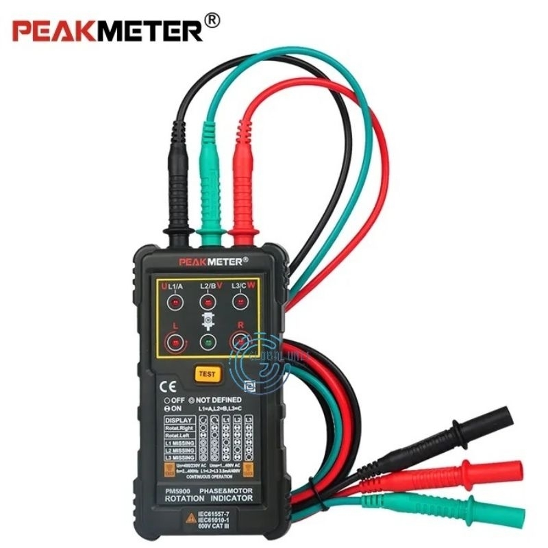 PEAKMETER PM5900 3 Phase Rotation Indicator Tester Three Sequence System Indicator Motor Testing MS5900