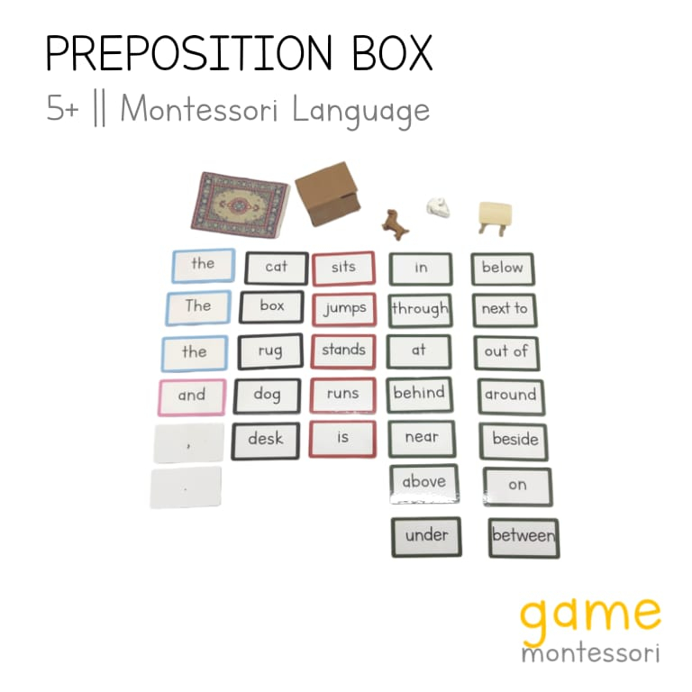 Game Montessori Language Preposition Box