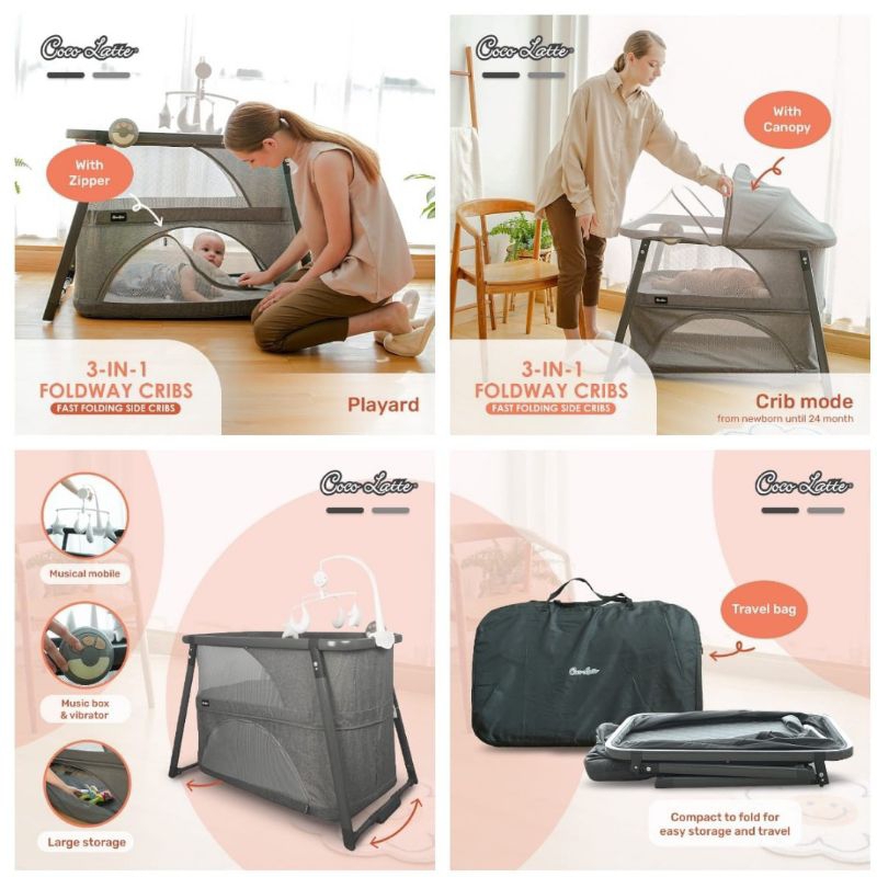 Cocolatte 3 in 1 Foldaway Crib