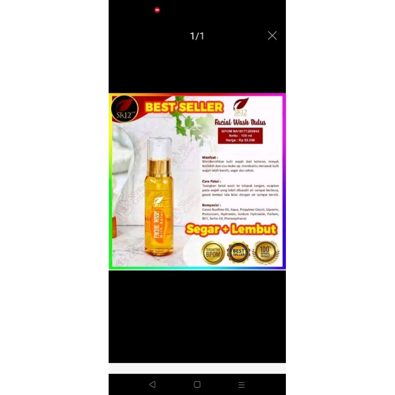 facial wash sr12 bulus