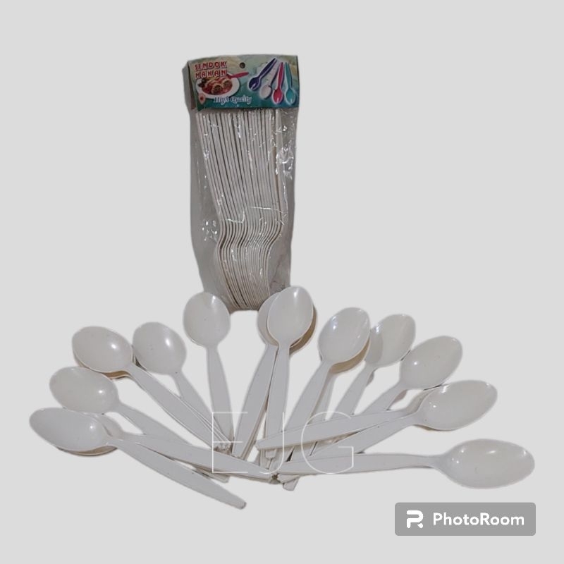 Sendok Makan Plastik Putih 24pcs