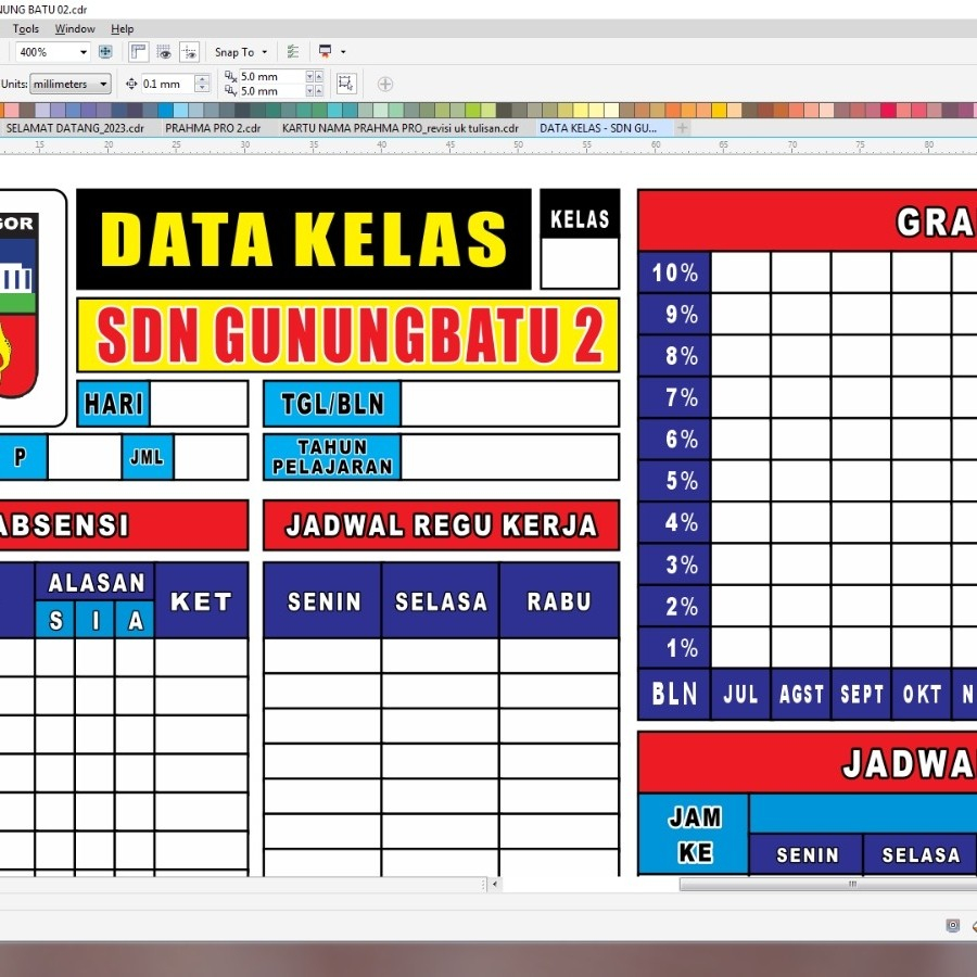 Papan Data Kelas 60 × 90 Cm