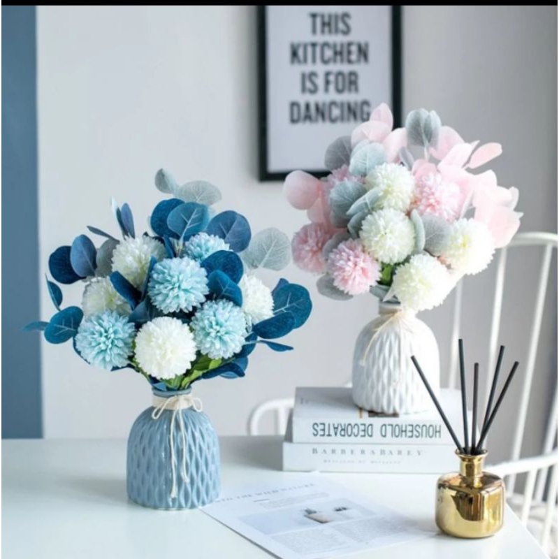 pompom chrysanthemum with vase