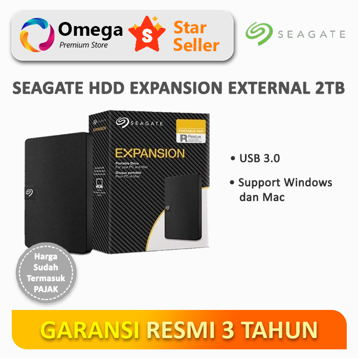 Seagate Expansion Harddisk Eksternal 2TB