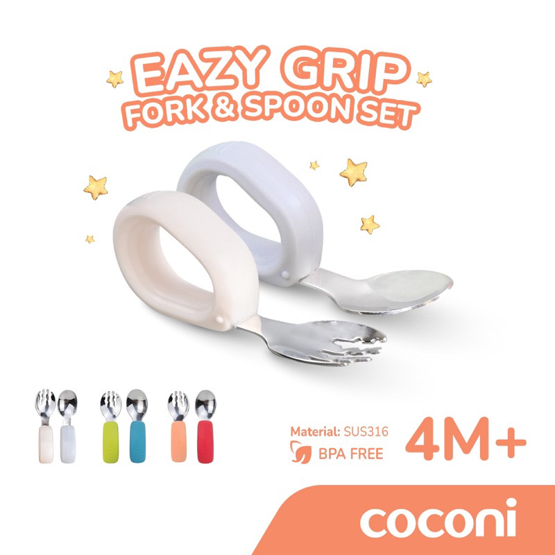 Coconi Eazy Grip Fork & Spoon - Set Sendok Bayi & Anak BLW