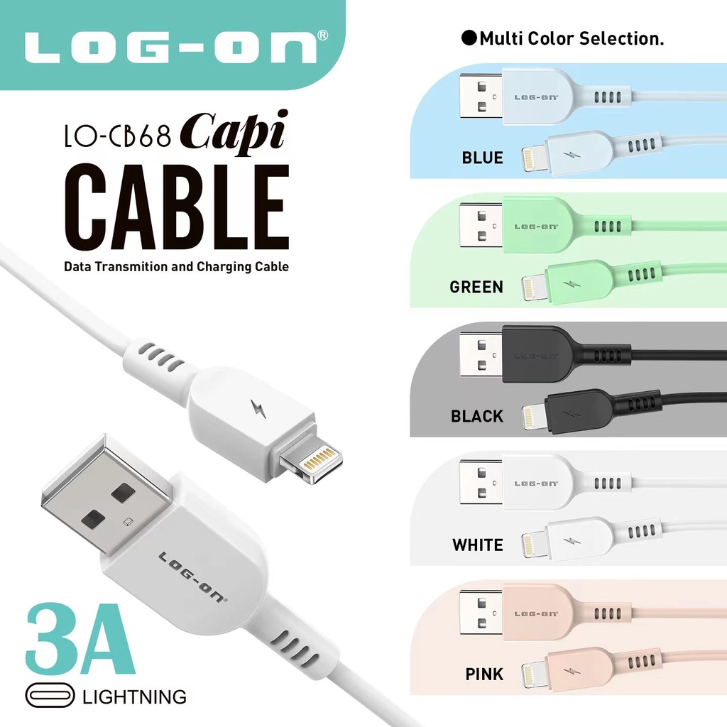 Kable Data Log On CB68 Fast Charging Micro 2.0 USB - Type C - Lightning Android 2.4A 1M