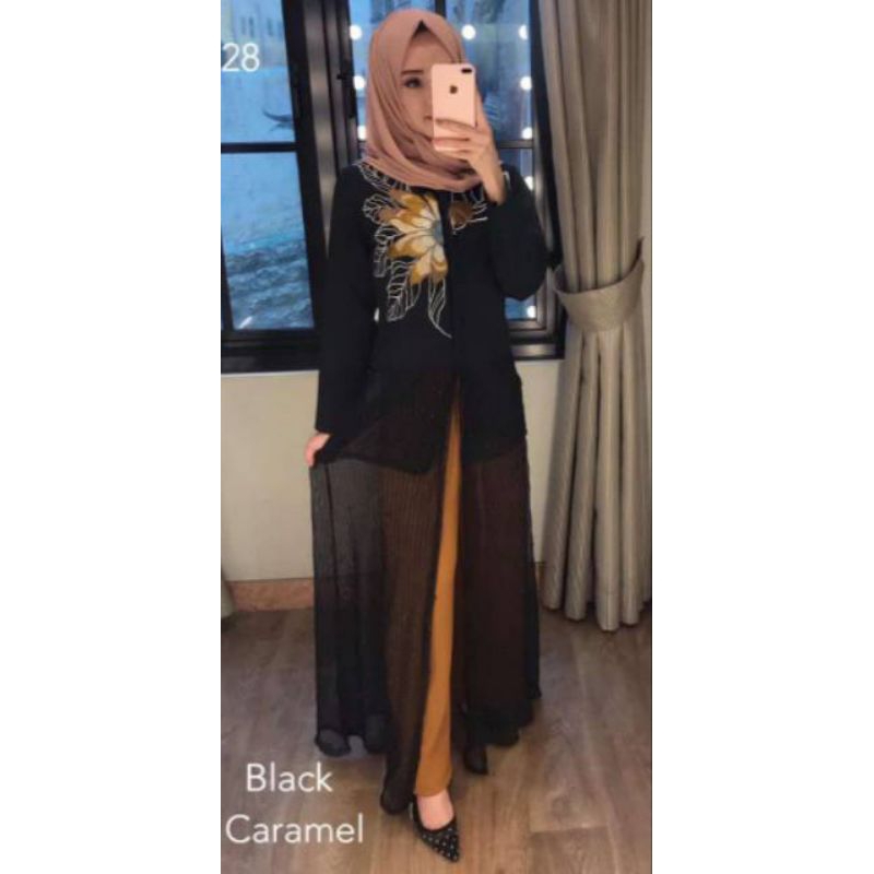 long outer bunga bordir (free baju pl random)