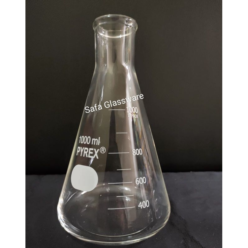 Erlenmeyer Flask 1000ml Pyrex / Labu Erlenmeyer 1000ml Pyrex / Gelas Erlenmeyer