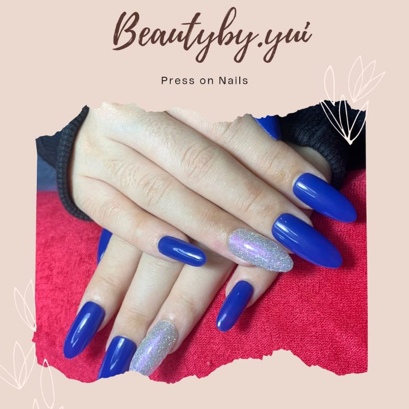 Press on Nails Blue Glitrer by BBY_Nails