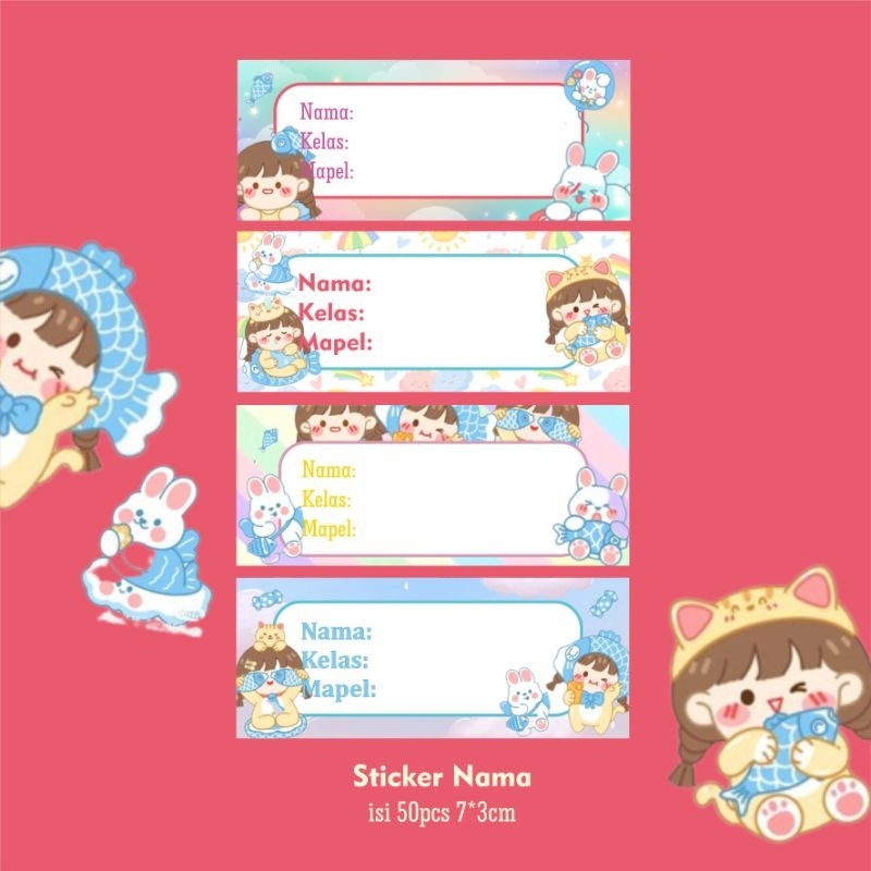 Label stiker nama 50pcs