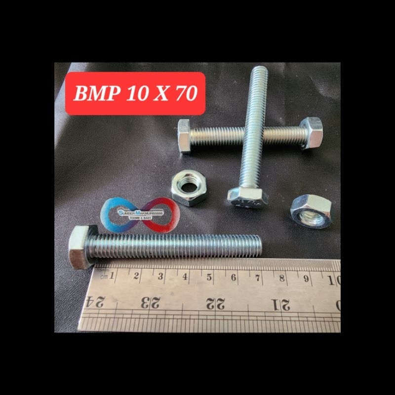 Baut Mur Putih / Bmp m 10 x 70