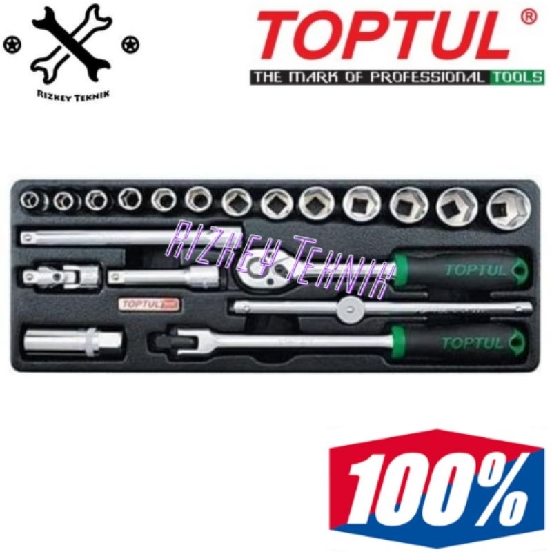 20PCS - 3/8" DR. Flank Socket Set TOPTUL GCAT2001