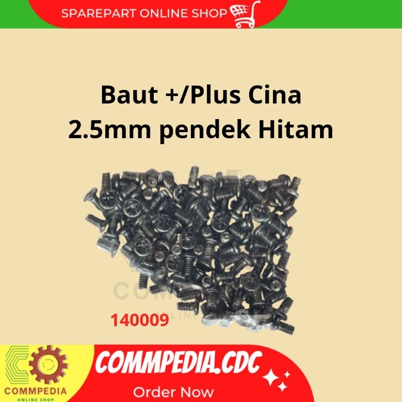 Baut Pendek 1.4x2.5 Plus Hitam