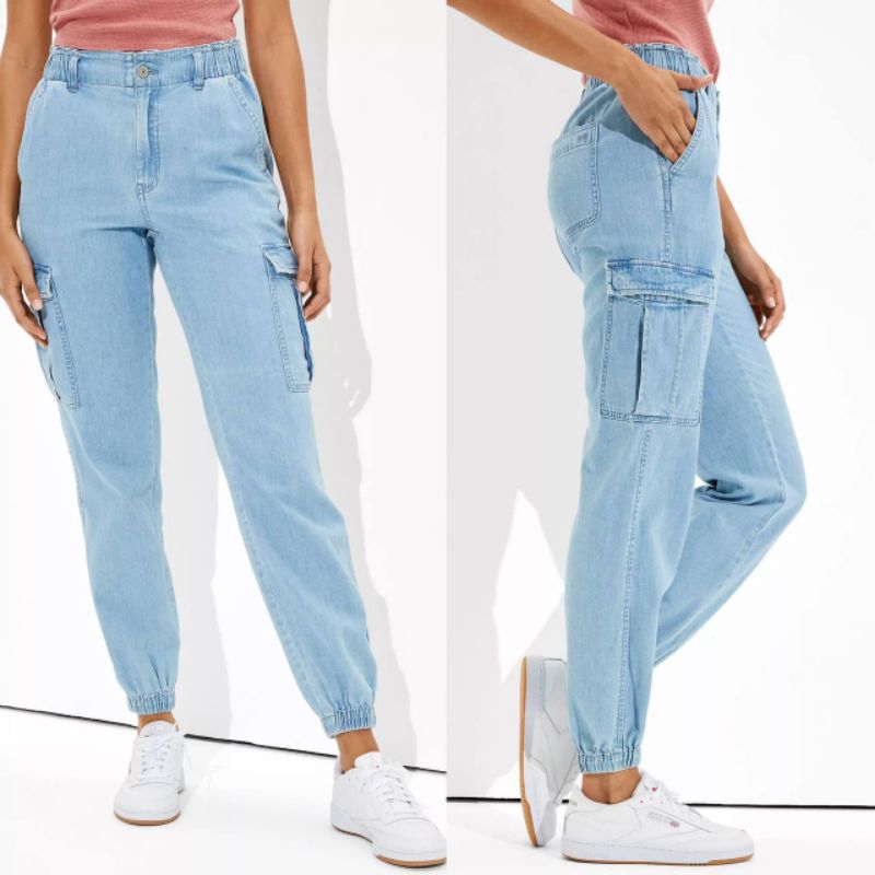 AE DENIM JOGER CARGO PANTS