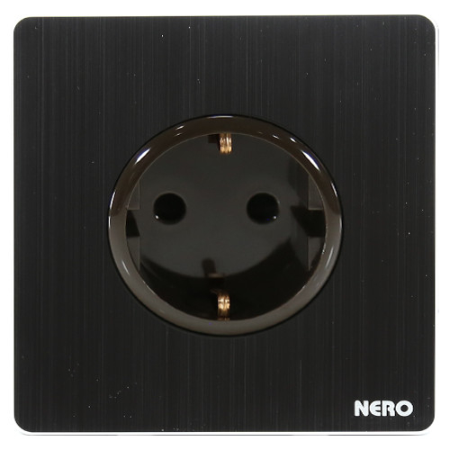 NERO Stop Kontak Schuko Socket Titanium V1116VG-B Hitam