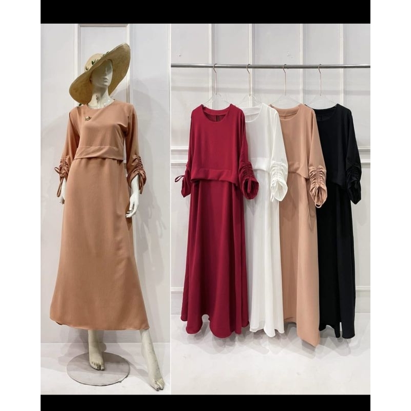 gamis polos kerut / gamis set