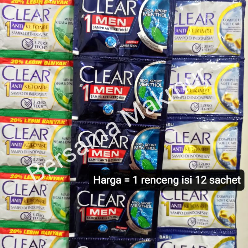 Clear shampoo sampo antiketombe sachet