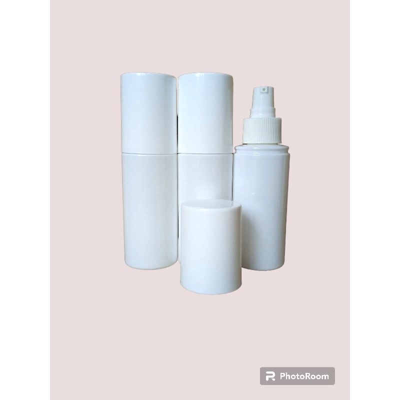 Botol 100ml putih double cap tutup pump