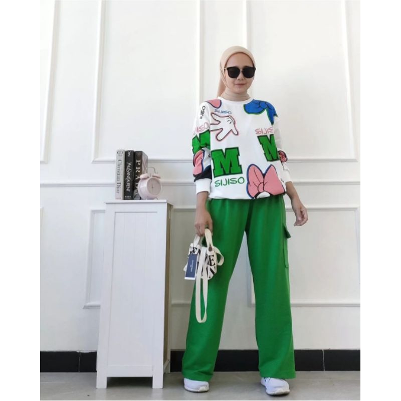 Stelan/Set Celana Cargo Mickey