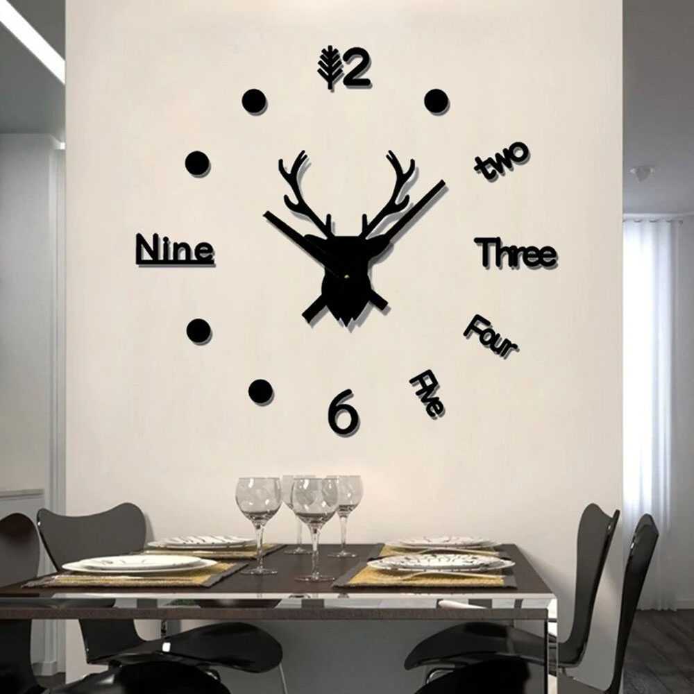 Jam Dinding DIY Quartz Creative Design Model Deer Head - Q8073