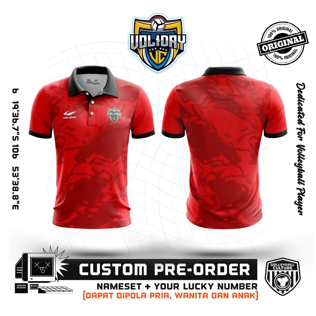 (Custom Pre-Order) POLO SHIRT PATTERN - RED BLACK