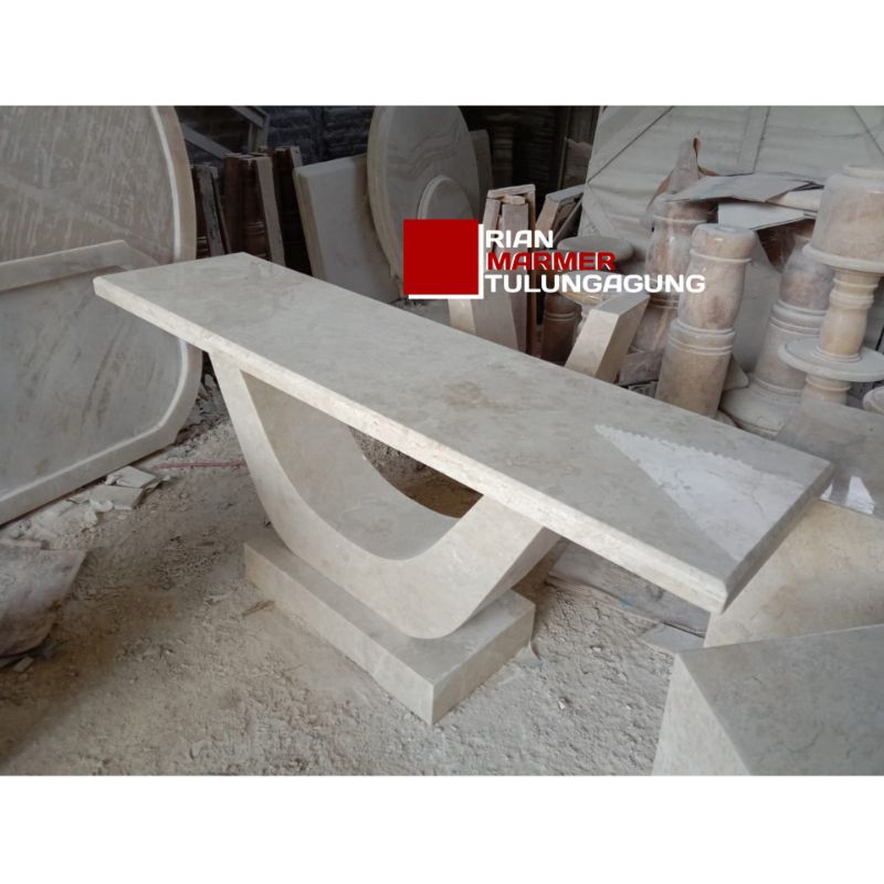 Meja Samping Besar Side Table Kaki Solid Marmer Putih