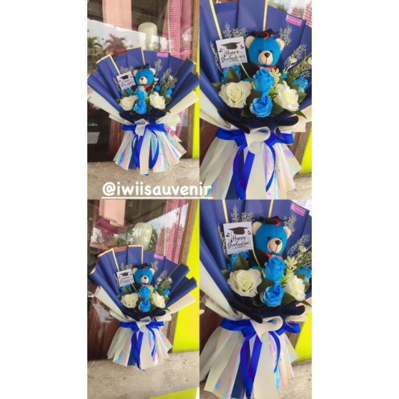 buket wisuda biru putih