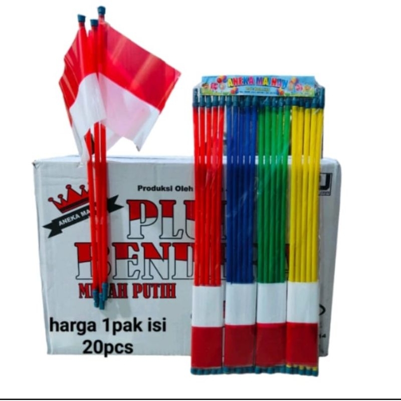 20Pcs Bendera Plastik Merah Putih